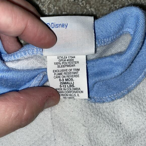 Vintage White With Blue Trim Winnie The Pooh Footed Sleeper One Piece Sz 0-3m - Picture 5 of 7